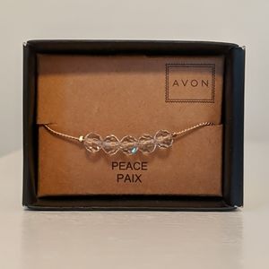 NIB Avon Clear Beaded Peace Bracelet